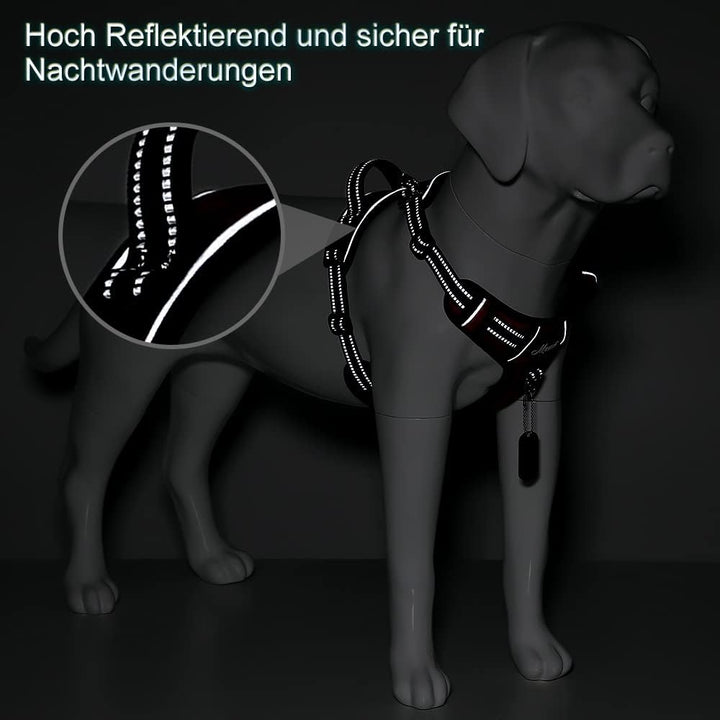 Hundegeschirr Anti Zug Geschirr Hund No Pull Verstellbar Atmungsaktiv Reflexstreifen Brustgeschirr H