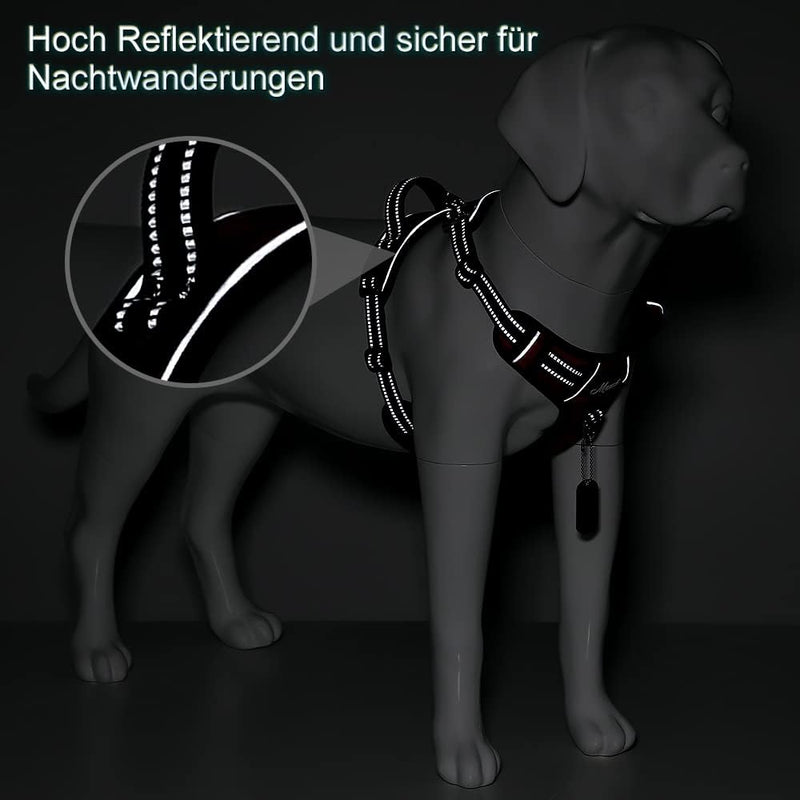 Hundegeschirr Anti Zug Geschirr Hund No Pull Verstellbar Atmungsaktiv Reflexstreifen Brustgeschirr H
