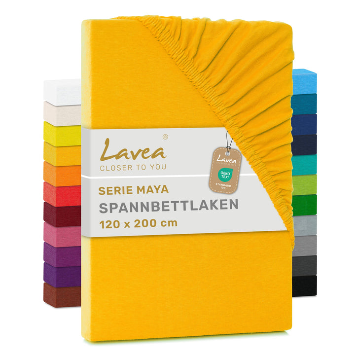 Lavea Spannbettlaken 120x200cm - aus atmungsaktiver Baumwolle - Passgenau für Standardmatratzen bis
