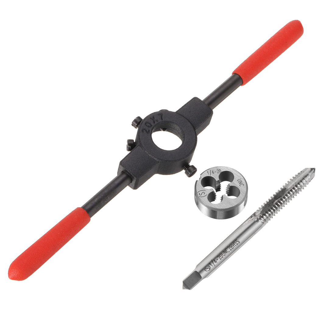QUARKZMAN 1/4-20 UNC Gewindebohrer und Schneideisen Set 20mm Gewindebohrer set Runder Schneideisenha