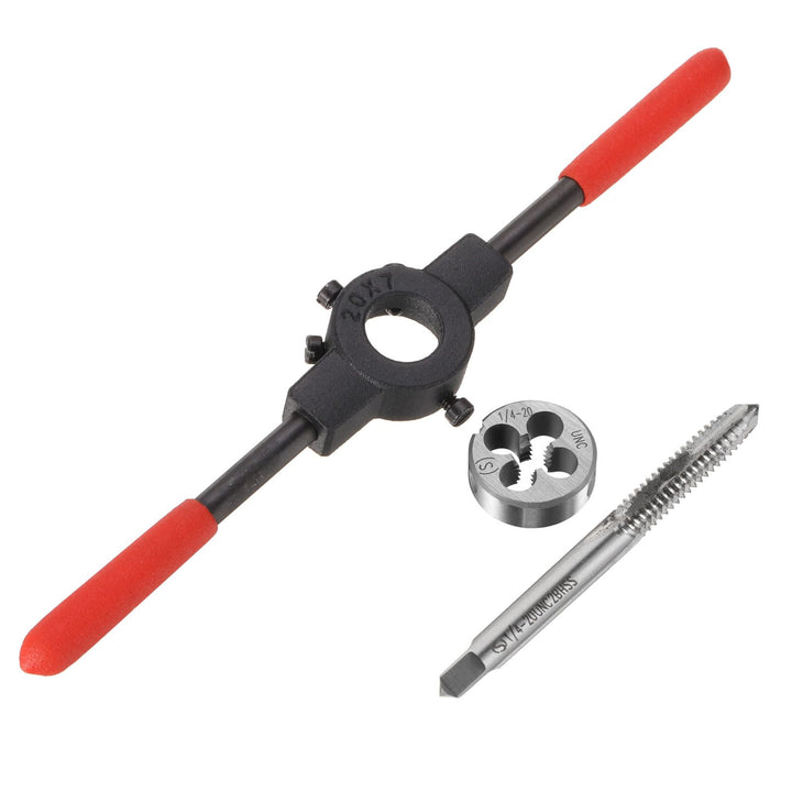 QUARKZMAN 1/4-20 UNC Gewindebohrer und Schneideisen Set 20mm Gewindebohrer set Runder Schneideisenha