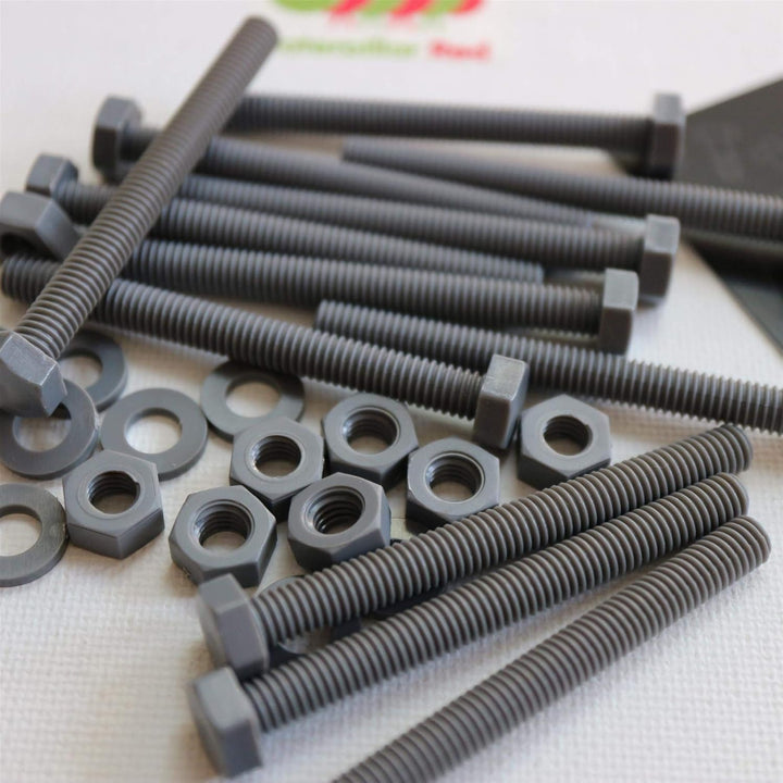 50 x PVC Sechskantschrauben Grau Muttern und Schrauben aus PVC-U-Kunststoff, oxidationsbeständig, wa