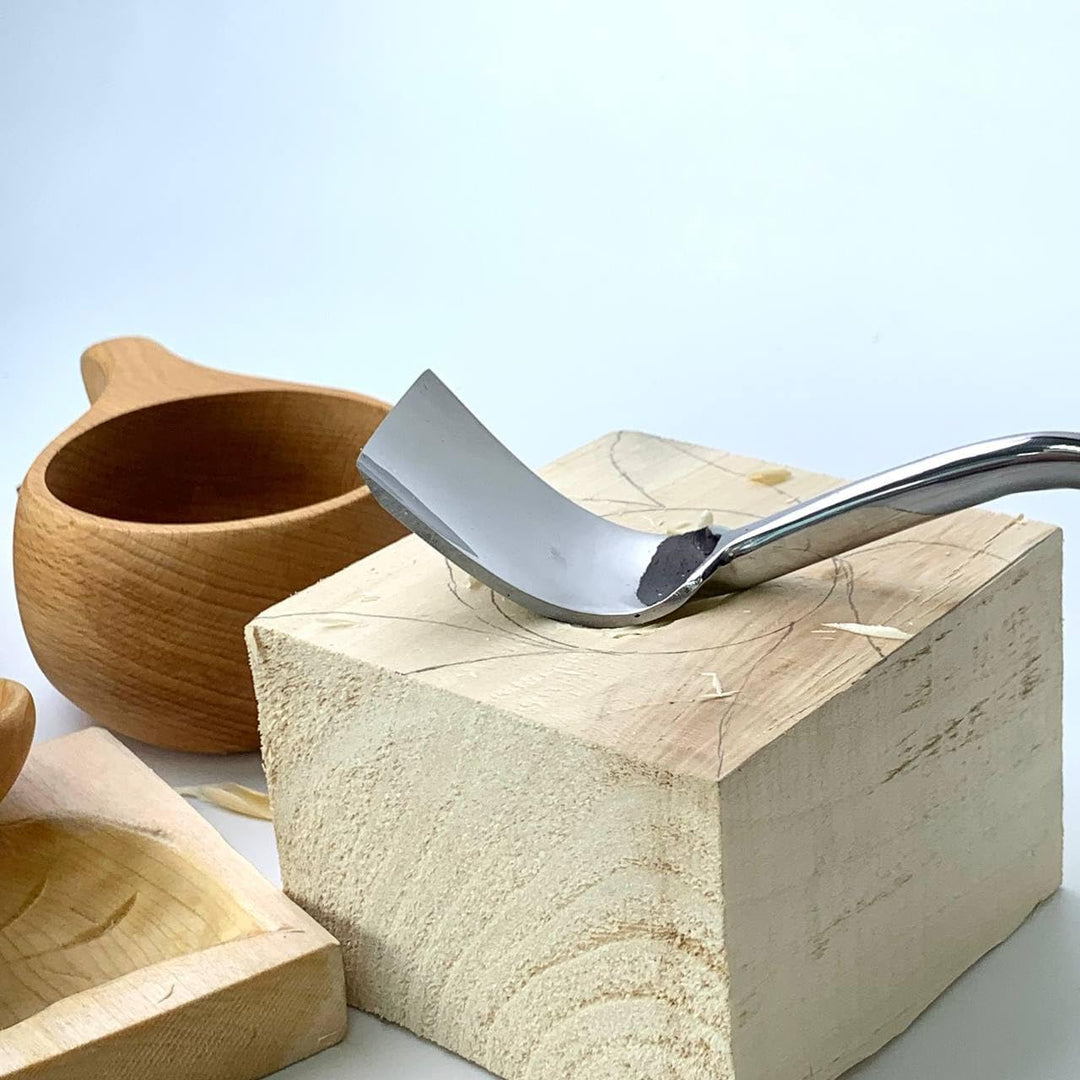 STRYI Profi Grosser gebogener Hohleisen – 30 mm – Handgeschmiedetes Werkzeug für tiefe Holzschnitzer