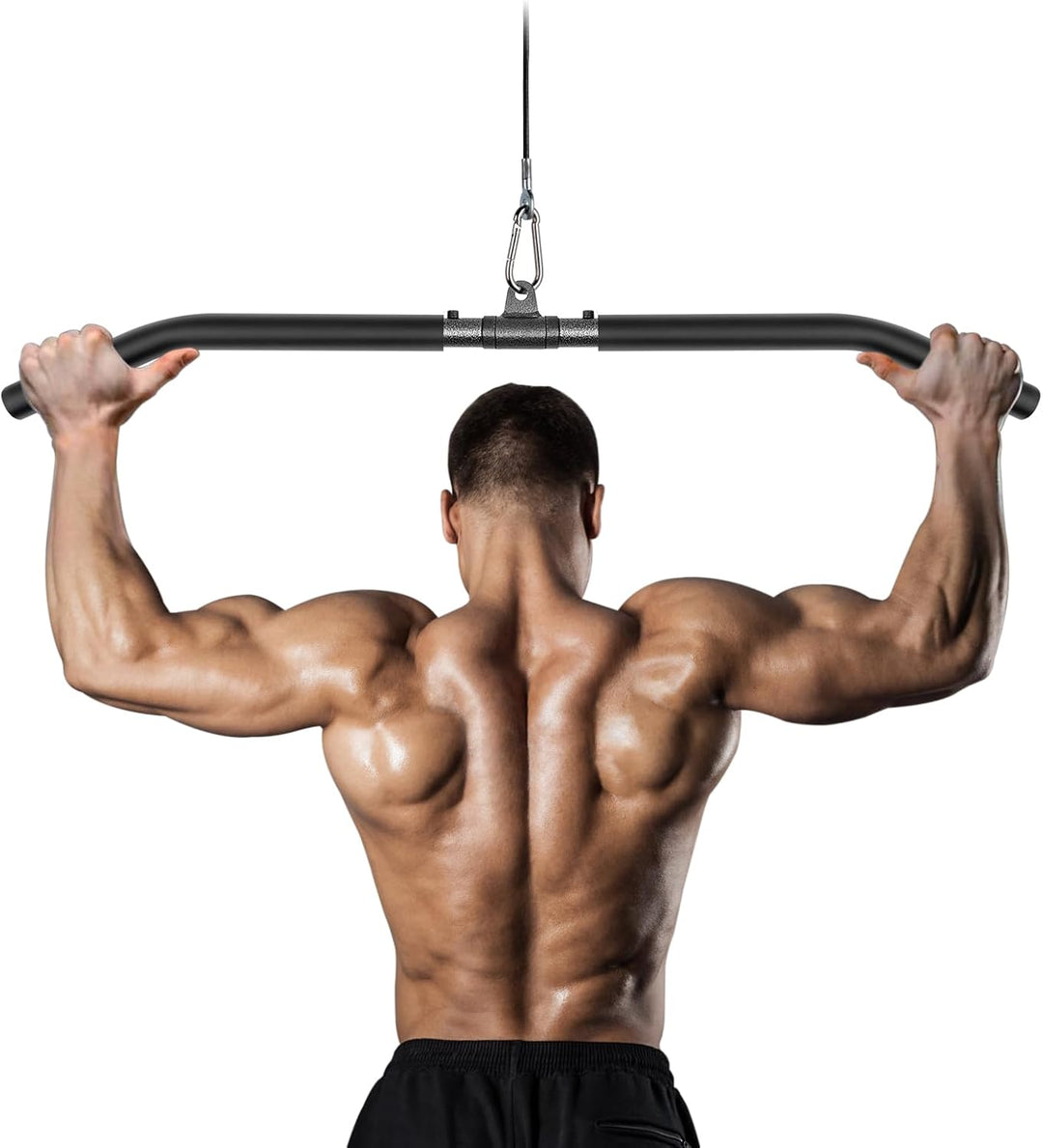 Lyndwin Latzugstange Bizeps Trizeps Stange, Schwarz Stahl Latzug Griff Muskelzugstange, Fitness Grif