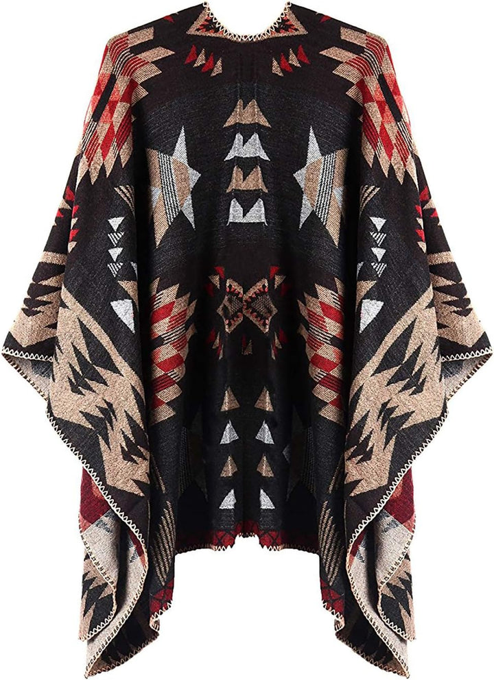 Shmily Girl Poncho Damen Strick Poncho Winter Warm Elegant Poncho Decke Poncho Cape Mantel Übergross