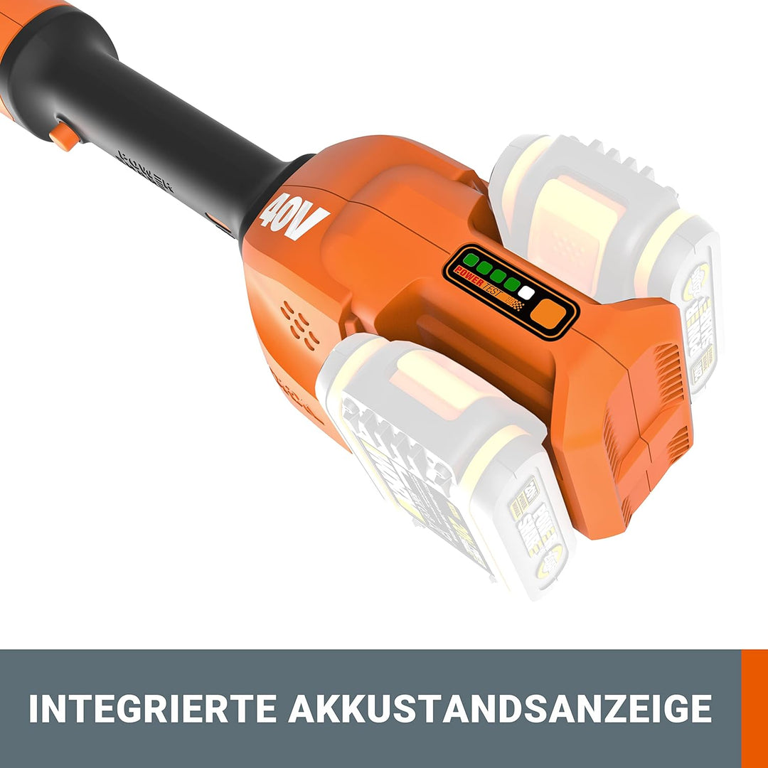 WORX WG183E.9 Rasentrimmer 40 V (2 x 20 V) - Doppelfaden & Doppelleistung - Schnittdurchmesser 33 cm