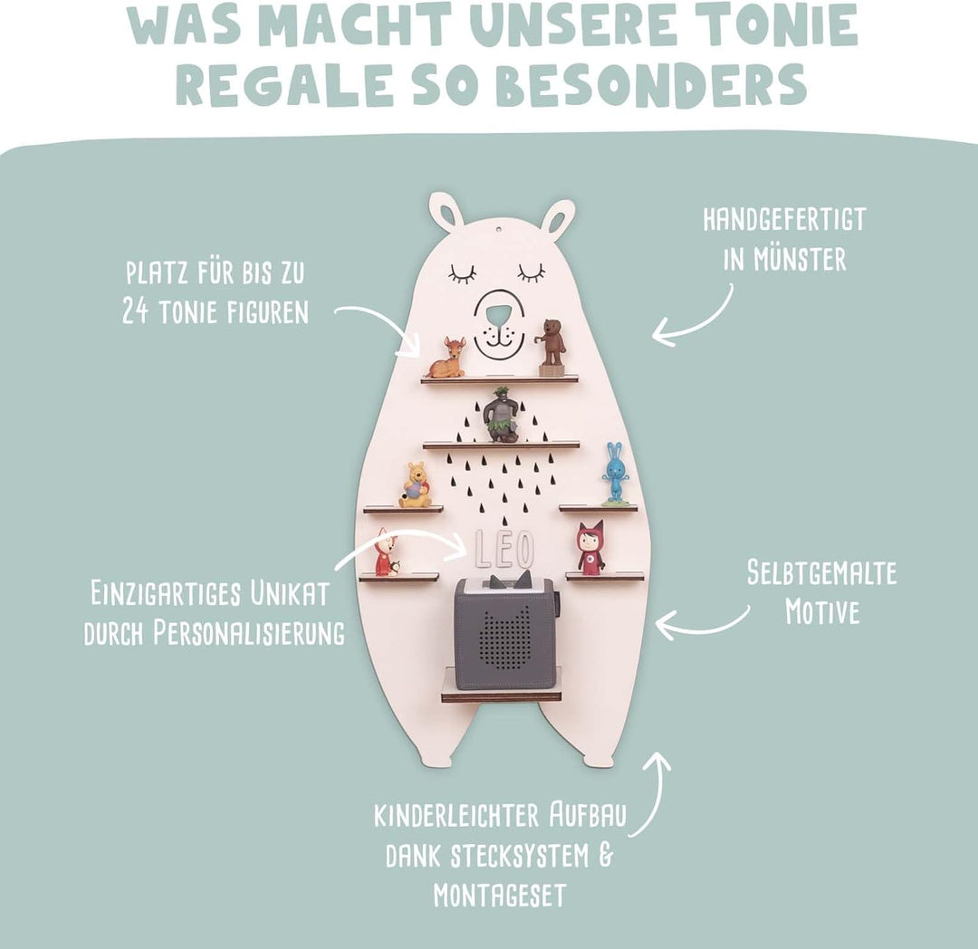 HeLLo mini Personalisiertes Regal für die Toniebox Junge - Wandregal mit Wunschnamen fürs Kinderzimm