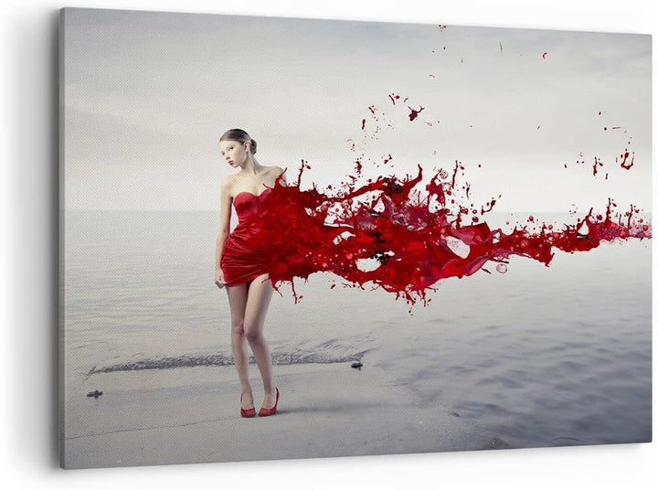 Bilder auf Leinwand 100x70cm Leinwandbild Weiblich modell posieren nackt Gross Wanddeko Bild Schlafz