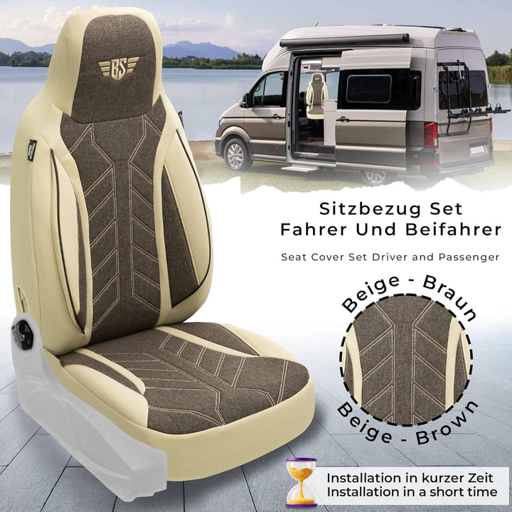 BREMER SITZBEZÜGE Wohnmobil Schonbezüge für FIAT Ducato Jumper Boxer PLKT211 PLKT211 - Beige/Braun,