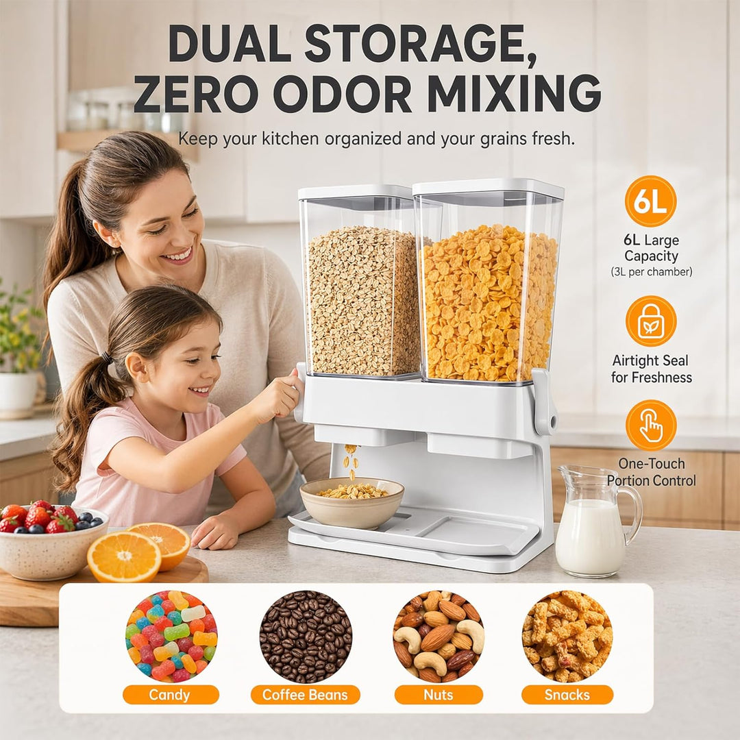 Müslispender 2er Set, 2 x 3L Cereal Dispenser, auslaufsicher & lebensmittelecht, klare Luftdichte Be