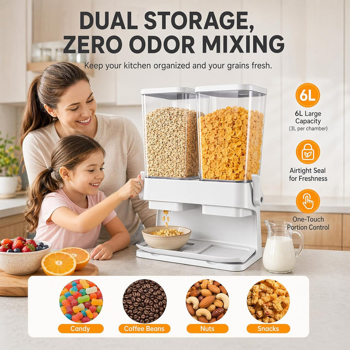 Müslispender 2er Set, 2 x 3L Cereal Dispenser, auslaufsicher & lebensmittelecht, klare Luftdichte Be