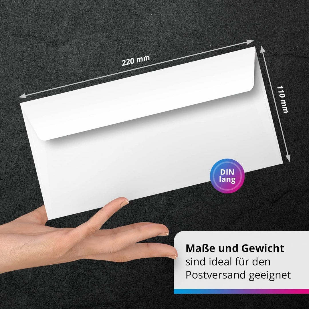 Briefumschläge DIN LANG weiss | 500 Stück | selbstklebend ohne Fenster | Umschläge in PREMIUM Qualit