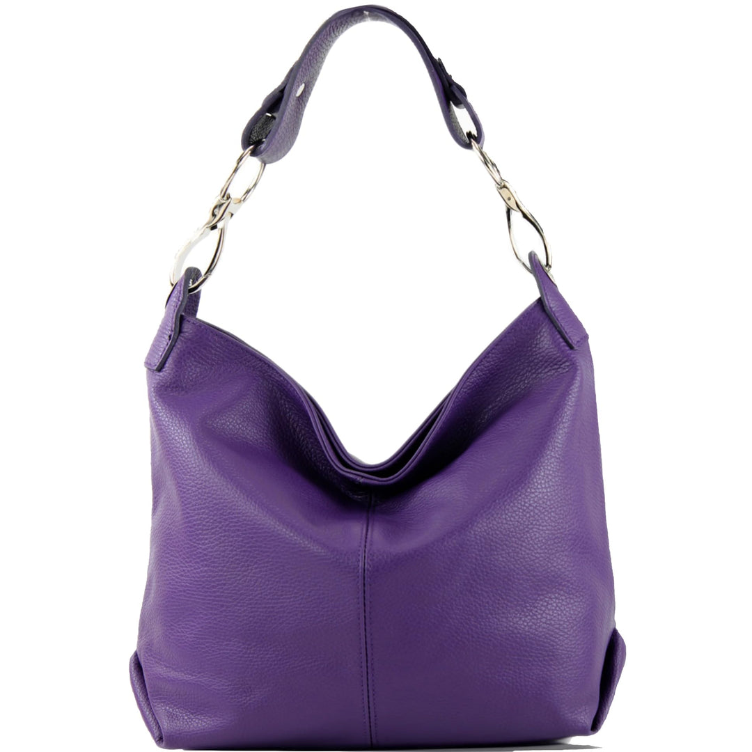 modamoda de T168 Damen Leder Schultertasche, handmade in Italy Violett, Violett