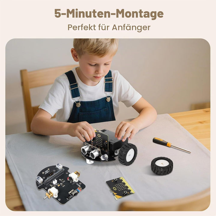 Robotik für Kinder im Alter von 8–12 Jahren 12–16, ACEBOTT Smart Robot Car Kit Kompatibel mit BBC Mi