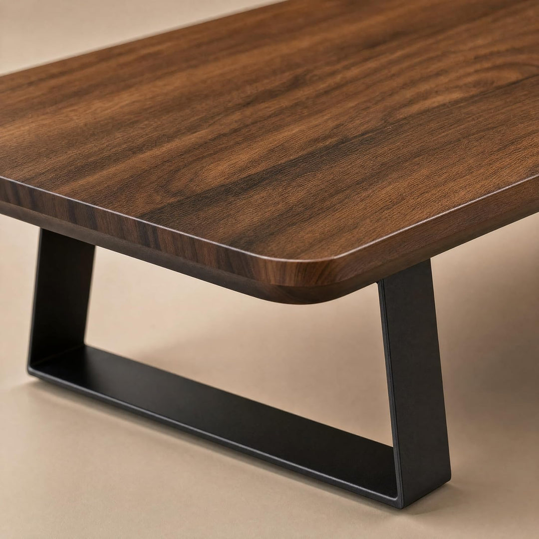 Monitorständer Desk Shelf 100 cm Walnuss | Monitorerhöhung Holz mit modularem Schienensystem | Schre