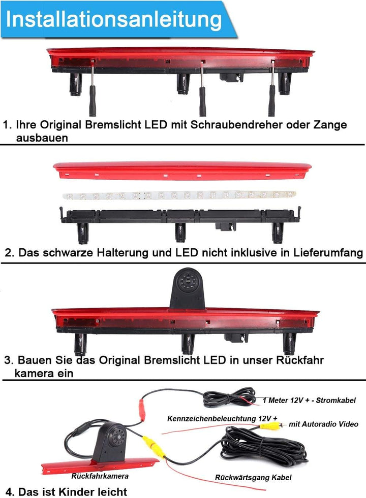 Wasserdicht Einparkkamera Einparkhilfe Farbkamera Bremsleuchte Kamera Bremslicht Rückfahrkamera für