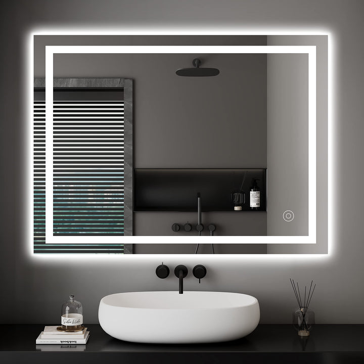 Dripex Badspiegel LED Badezimmerspiegel mit Beleuchtung mit Touch-Schalter Wandspiegel Beschlagfrei