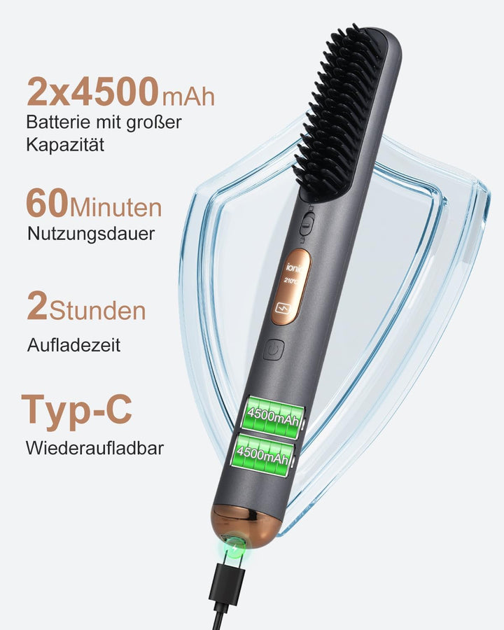Layhou Multifunktionale Kabellose Glättungsbürste & Haarglätter Für Volumen, Geeignet Für Eine Vielz
