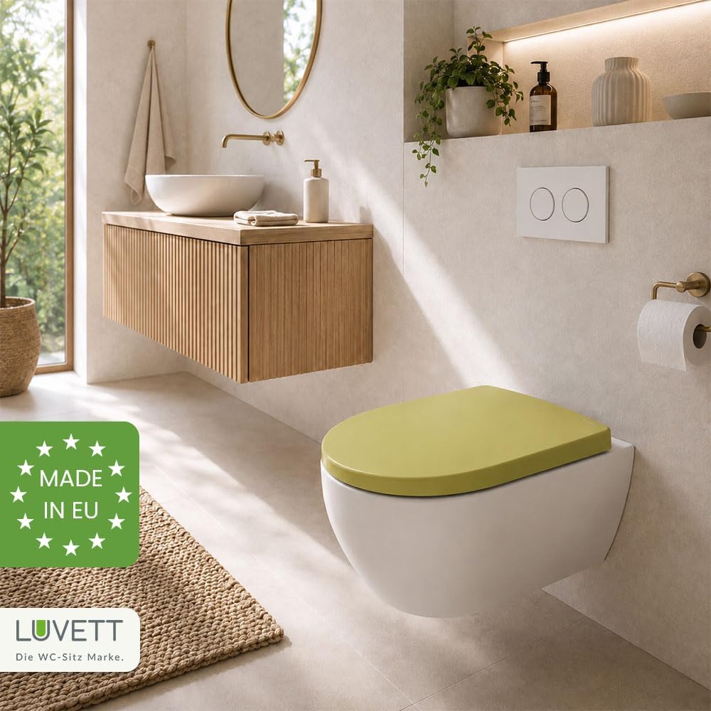 LUVETT® WC-Sitz mit Absenkautomatik C100 oval universell, Toilettendeckel mit 3 Edelstahl Montagelös