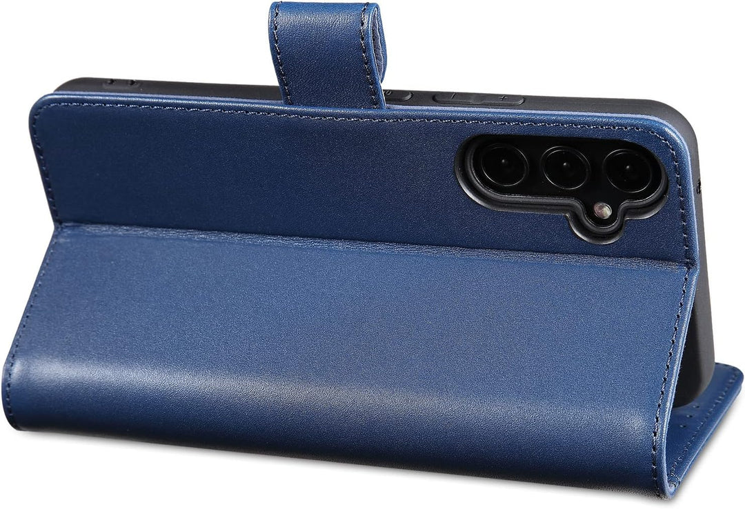 LENSUN Handyhülle Echt Leder für Samsung Galaxy A34, Echtleder Hülle [Kartenfach][Magnetverschluss][