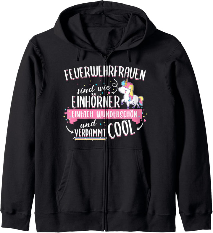 Feuerwehrfrau Einhorn Feuerwehr Kapuzenjacke