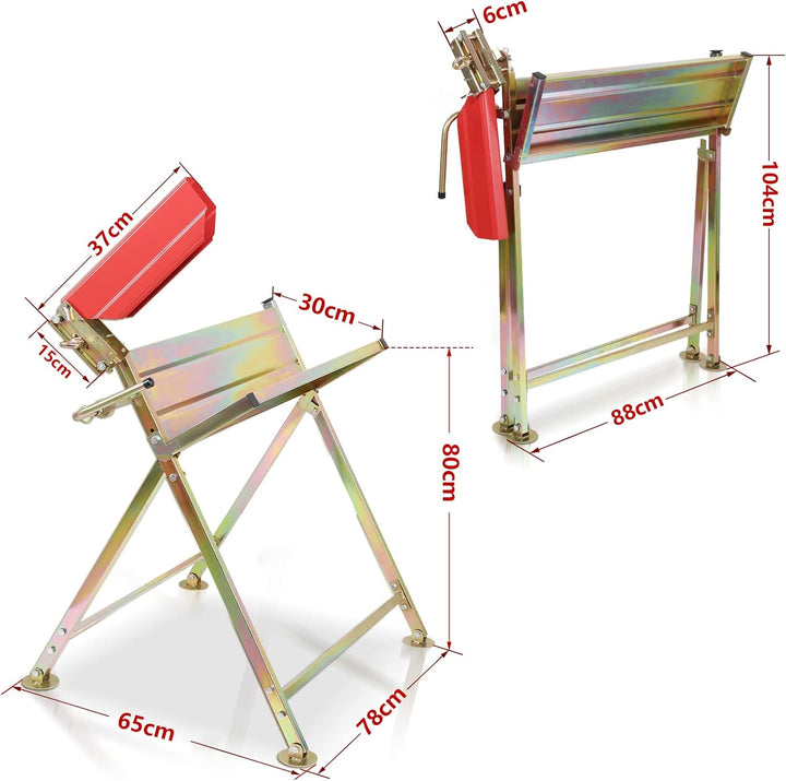Daromigo Sägebock mit Kettensägen-Halterung, Kettenschutz, Messstab, 81x72x78,5 cm, Stabile Sägestän
