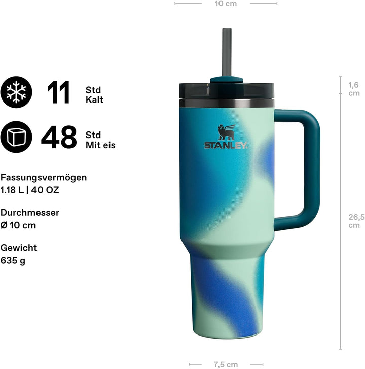 Stanley 1913 Quencher H2.0 Flowstate Trinkflasche Mit Strohhalm - Thermobecher Kühlt 11 Stunden - 48