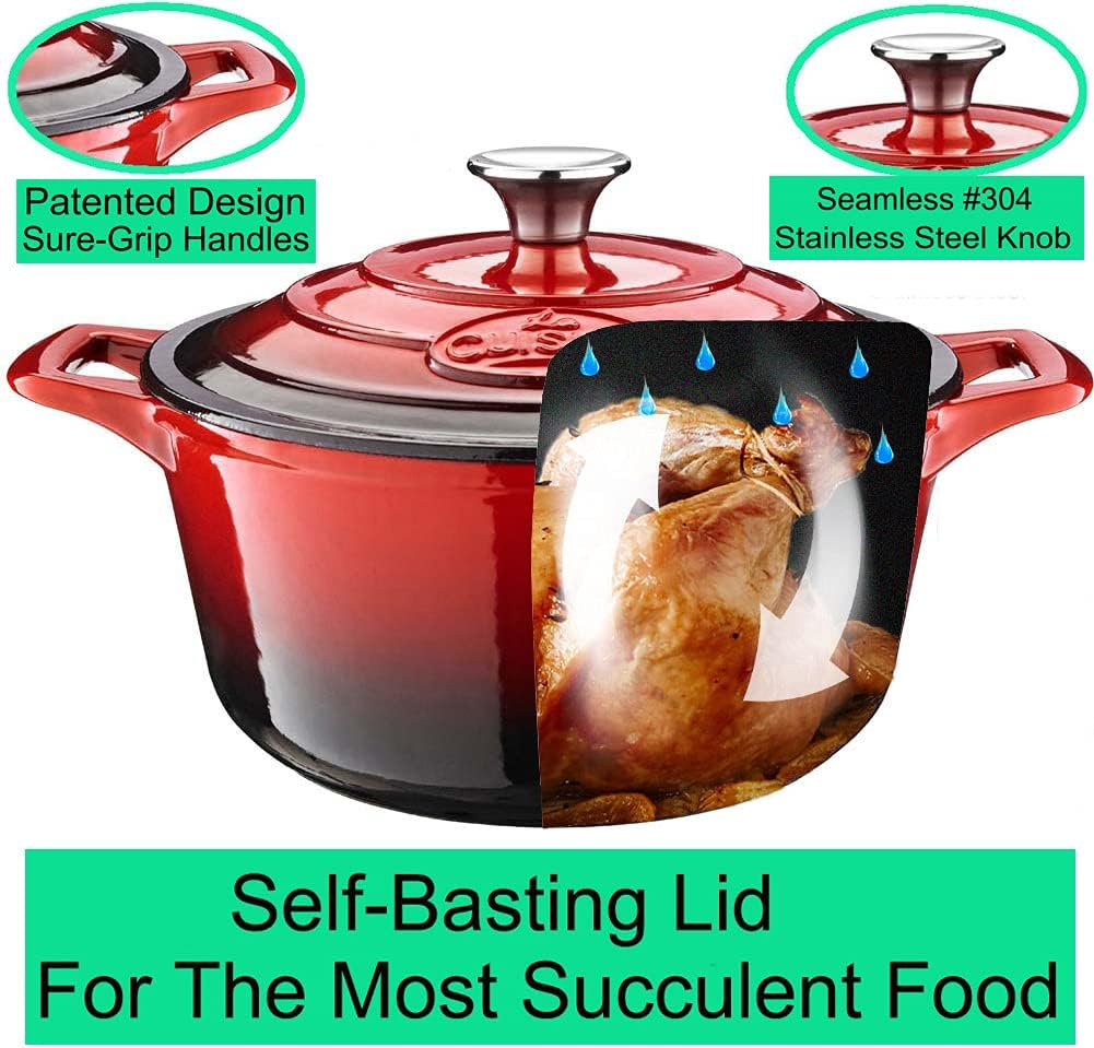 La Cuisine 5100MB Gusseisen Bratentopf Topf Schmortopf Cocotte Brotbacktopf emailliert mit Deckel In
