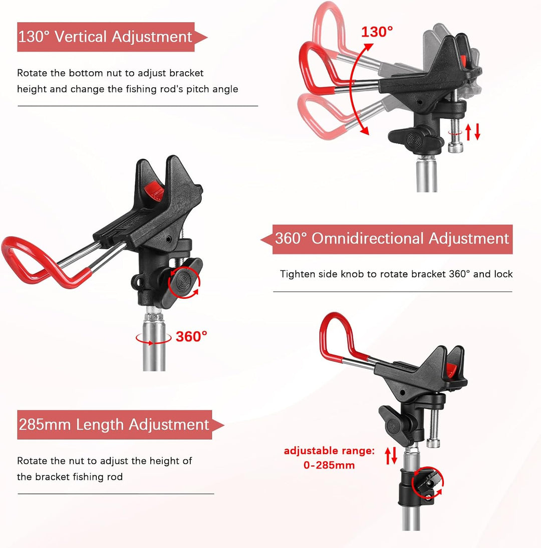 EXLECO 2pcs Rutenhalter Angel, 360° Verstellbar Angelrutenhalter Edelstahl mit Dreifach-Erdspitzen F
