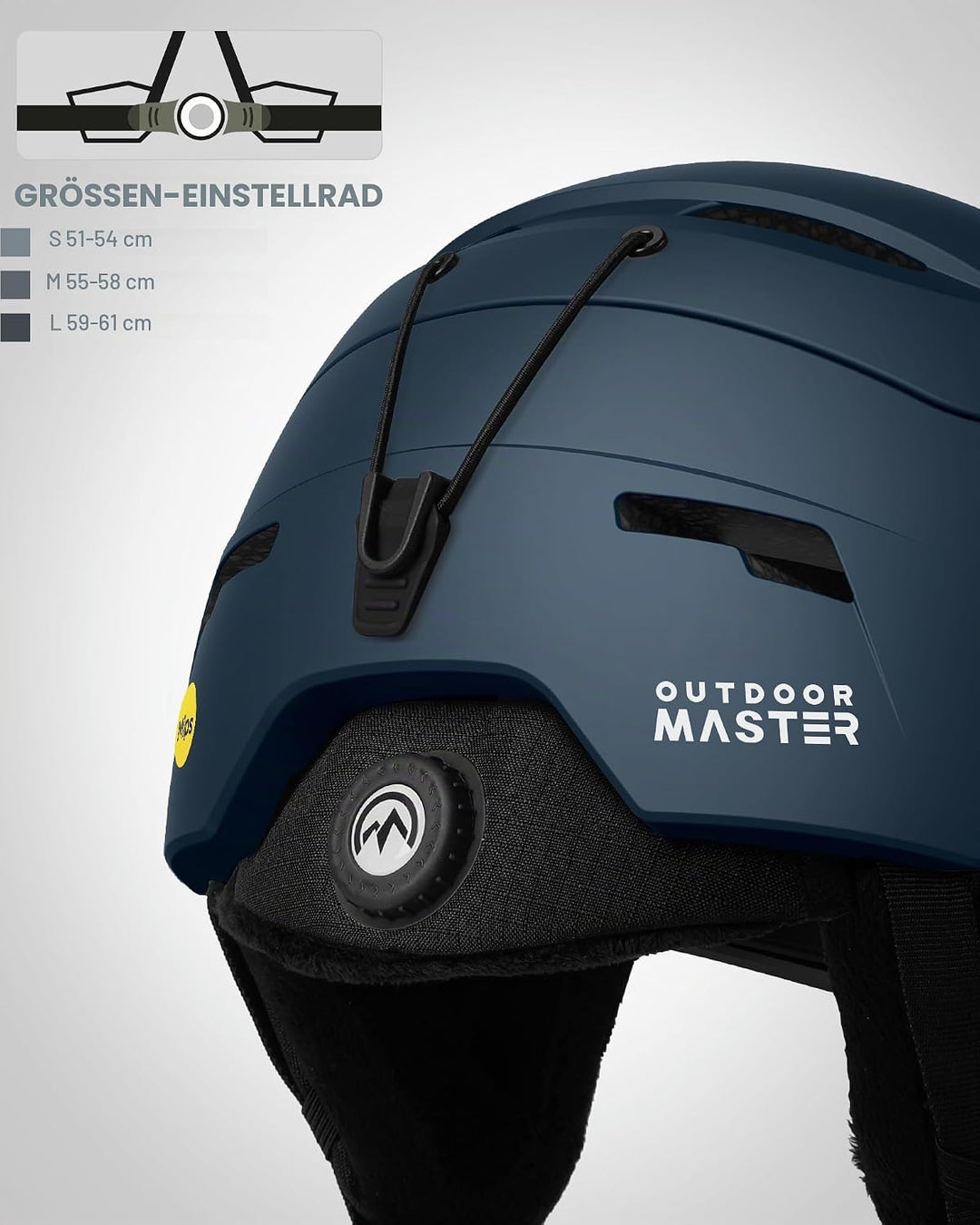 OutdoorMaster ELK MIPS Skihelm - Schneesporthelm Snowboardhelm für Männer Frauen & Jugend Dunkelblau