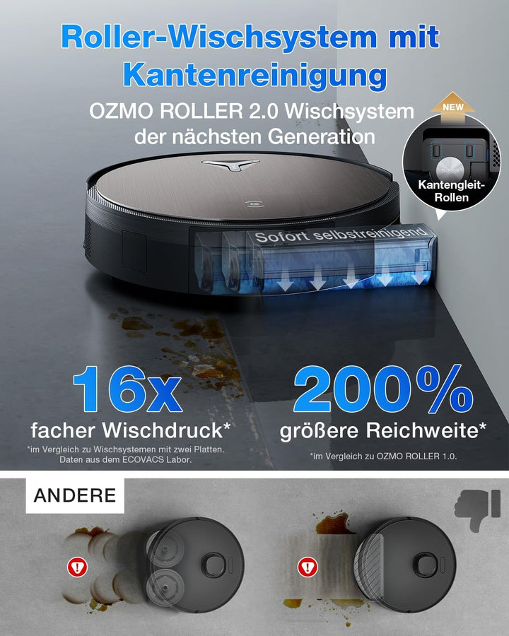 ECOVACS Deebot X11 Pro Omni Staubsaugerroboter, mit Zubehör Set OZMO Roller 2.0, Blast und Leistung