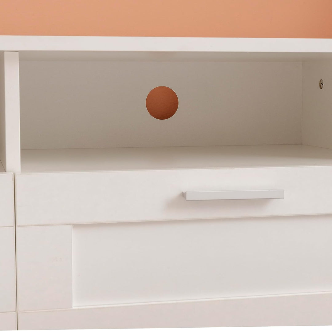 Baroni Home TV-Schrank mit 3 Regalen und 3 Schubladen, Loch für Kabeldurchführung aus MDF, TV-Konsol