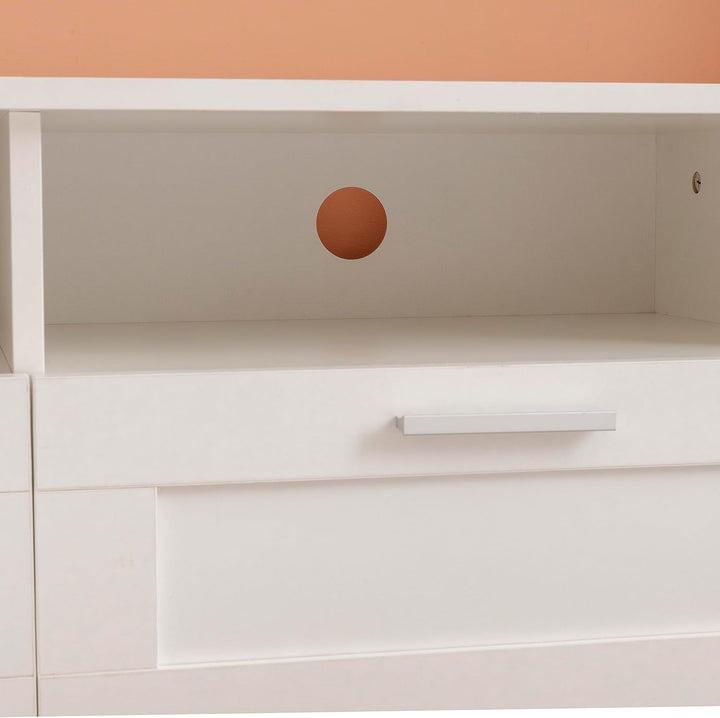 Baroni Home TV-Schrank mit 3 Regalen und 3 Schubladen, Loch für Kabeldurchführung aus MDF, TV-Konsol