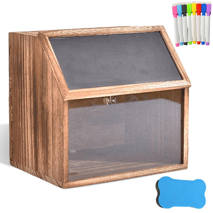 Vorschlagsbox aus Holz (21 x 20 x 16,5 cm), abschliessbare Spendenbox, Wahlurne, Vorschlagsbox für d
