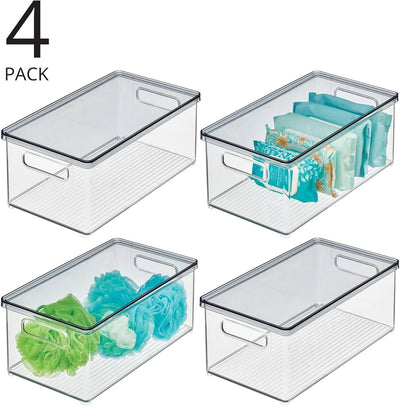 mDesign 4er-Set Kosmetik Organizer – praktische Kosmetikaufbewahrung aus Kunststoff mit abnehmbarem