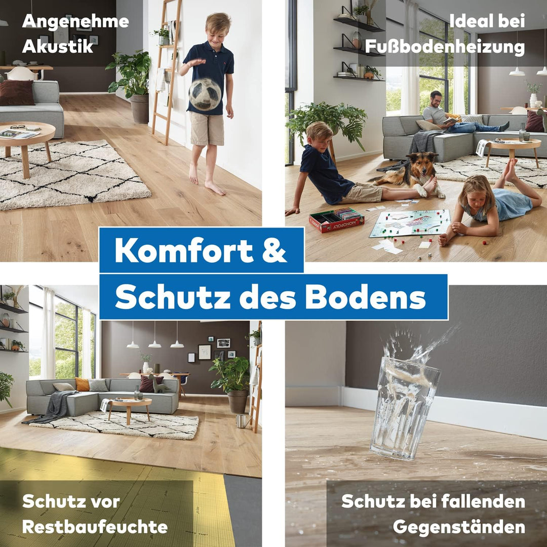 SELITFLEX 1,6 mm AquaStop - Verlegeunterlage für Parkett und Laminat mit Feuchteschutz (18 m²)