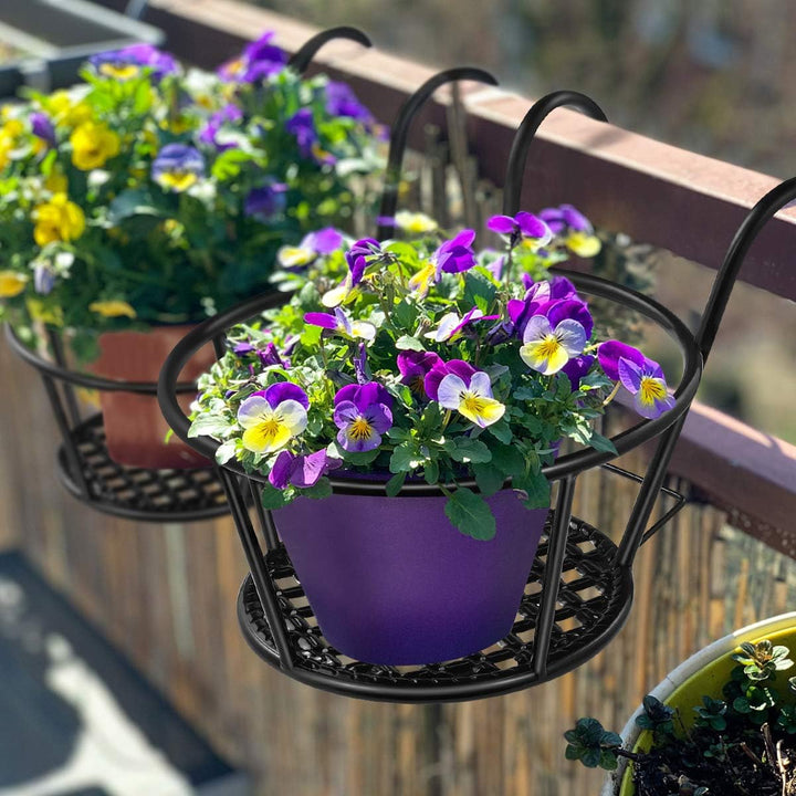 HEMOTON Eisen Kunst Hängende Körbe Blumentopfhalter Kleiderbügel 3Er Pack - Ideal für Terrassenbalko