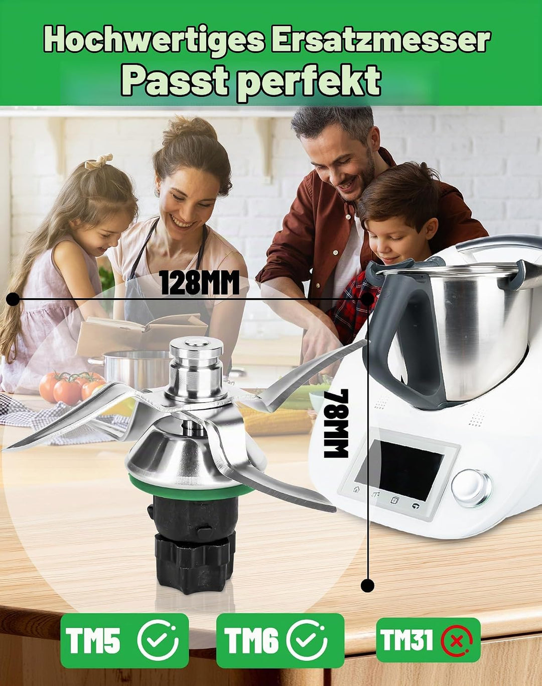 TM5 Messer für Thermomix TM5 TM6 Ersatzmesser für Vorwerk Thermomix TM5 Mixmesser mit Dichtring Edel