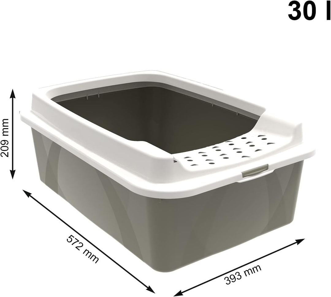 Rotho MyPet Eco Bonnie Katzenklo mit Top-Eingang, Kunststoff (PP recycelt), beige/weiss, M (57.2 x 3