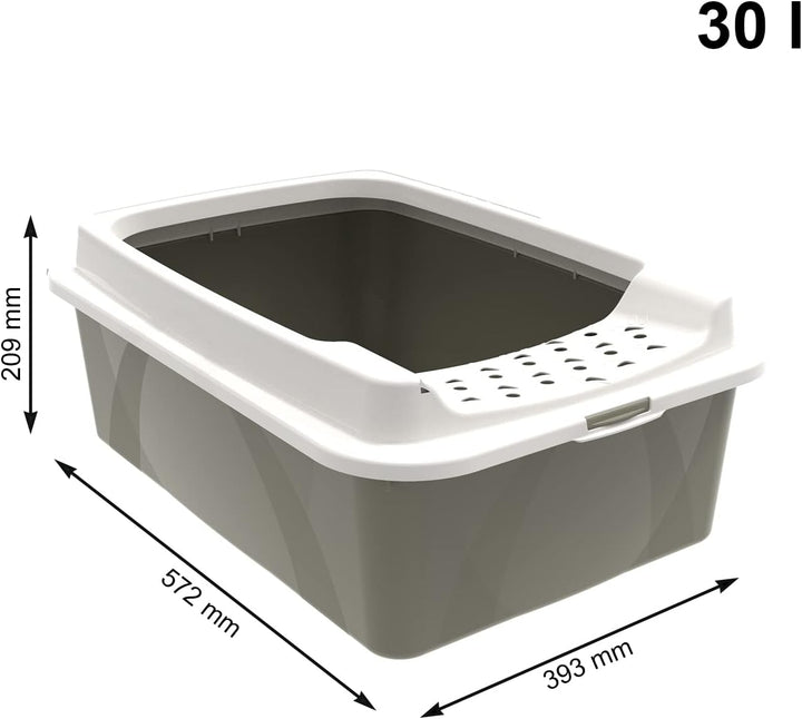 Rotho MyPet Eco Bonnie Katzenklo mit Top-Eingang, Kunststoff (PP recycelt), beige/weiss, M (57.2 x 3