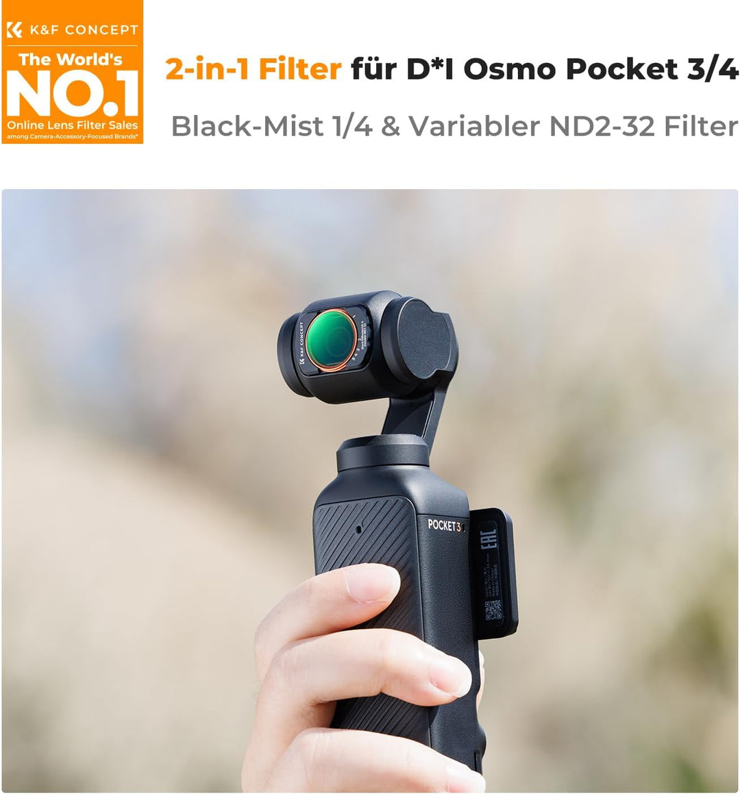 K&F Concept OSMO Pocket 3 Magnetischer ND2-ND32&Black Mist 1/4 Filter Kompatibel mit DJI OSMO Pocket