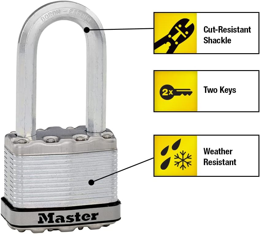 Master Lock M5XTRILH Magnum Vorhängeschloss mit Schlüssel, 3 Stück, gleichschlieÃŸend 3 Pack, Keyed-