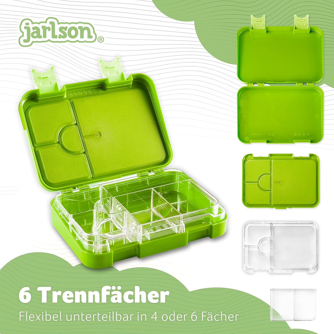 Jarlson® Brotdose Kinder mit Fächern TONI [AUSLAUFSICHER] - Bento Lunchbox mit Trennfächern - Frühst