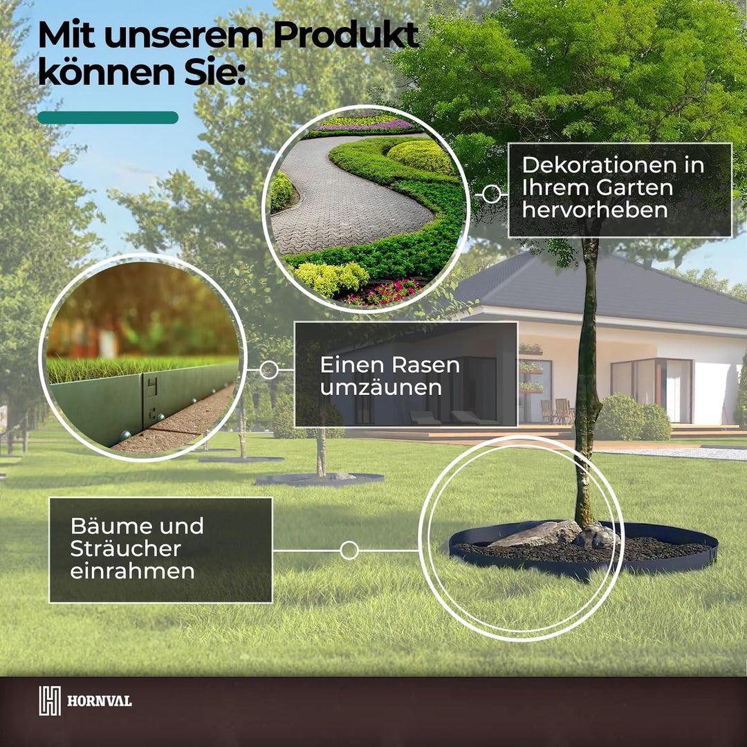 HORNVAL Stahl Baumumrandung mit Dornen - Wurzelsperren aus Zinkblech - Matt Bronze O2A Ø 0,6m Baumri