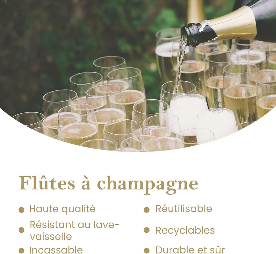 MyDrinkglass Sektgläser Plastik Givet | Gold Champagner Gläser | 4 Stück | Kunststoff Gläser | Campi