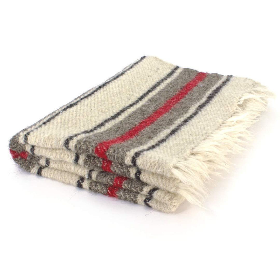 Vehi Mercatus Handgewebte Wolldecke (Rot gestreift, 140 x 220 cm) Rot Gestreift 140 x 220 cm, Rot Ge