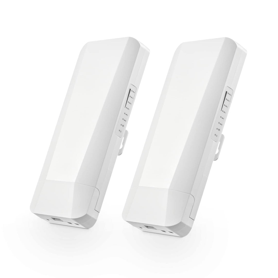 WLAN WiFi Wireless Bridge für den Aussenbereich, Punkt-zu-Punkt-WLAN-Brücke mit 2 Ethernet-Ports, 5
