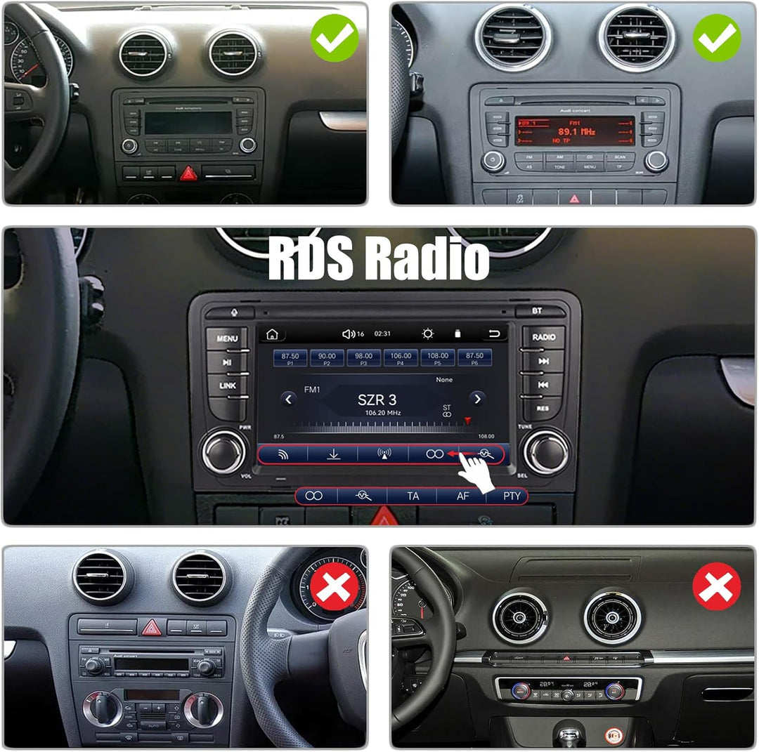 Linux Autoradio Blitzstart für Audi A3 S3 RS3 8P 2003-2012 Wireless CarPlay/Android Auto/Bluetooth/F