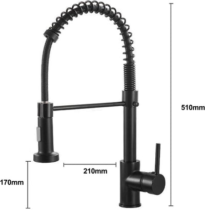 Wasserhahn Küche Schwarz - Küchenarmatur mit Brause Ausziehbar 360° Schwenkbar Spültischarmatur Küch