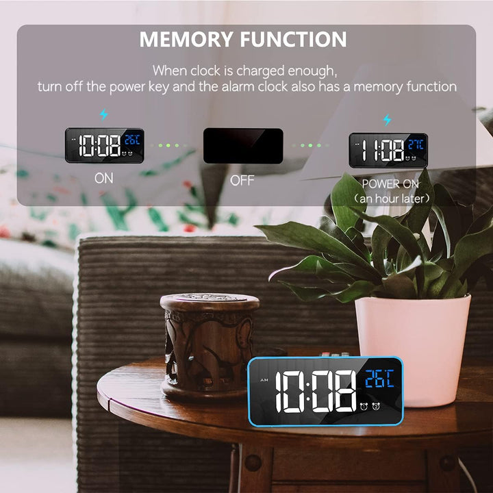 LATEC Digitaler Wecker mit Grosse LED Temperaturanzeige, Tischuhr mit 10 Musik, USB Ladeanschluss, 4